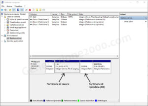 Immagine che riporta le partizioni di windows sul disco
